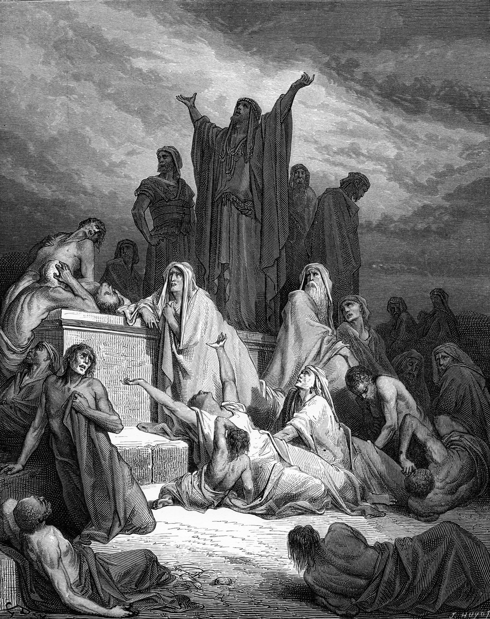Plaga de Jerusalén, grabado por Doré - Biblia de Gustave Dore