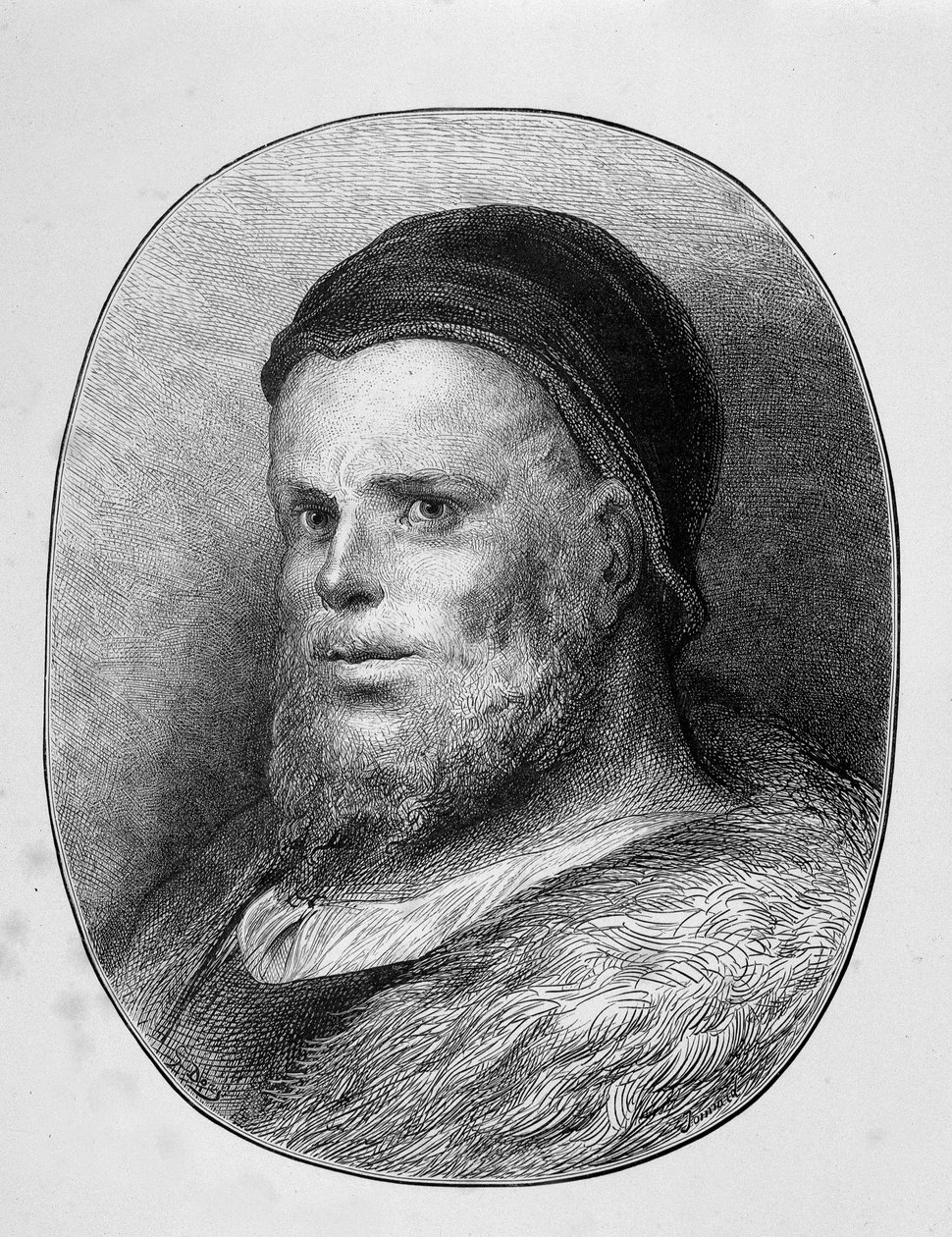 Retrato de Rabelais joven - grabado, por Gustave Doré de Gustave Dore