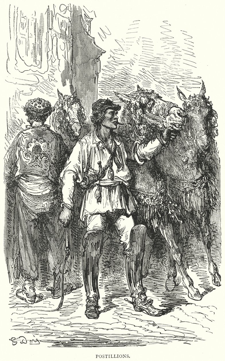 Postillones (grabado) de Gustave Dore