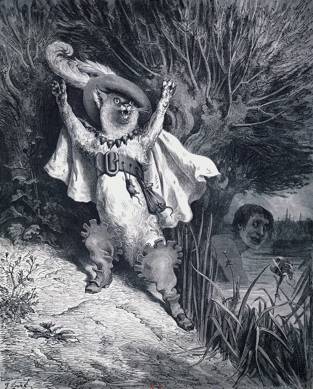 El gato con botas, ilustración por Gustave Doré para el cuento de hadas de Charles Perrault de Gustave Dore