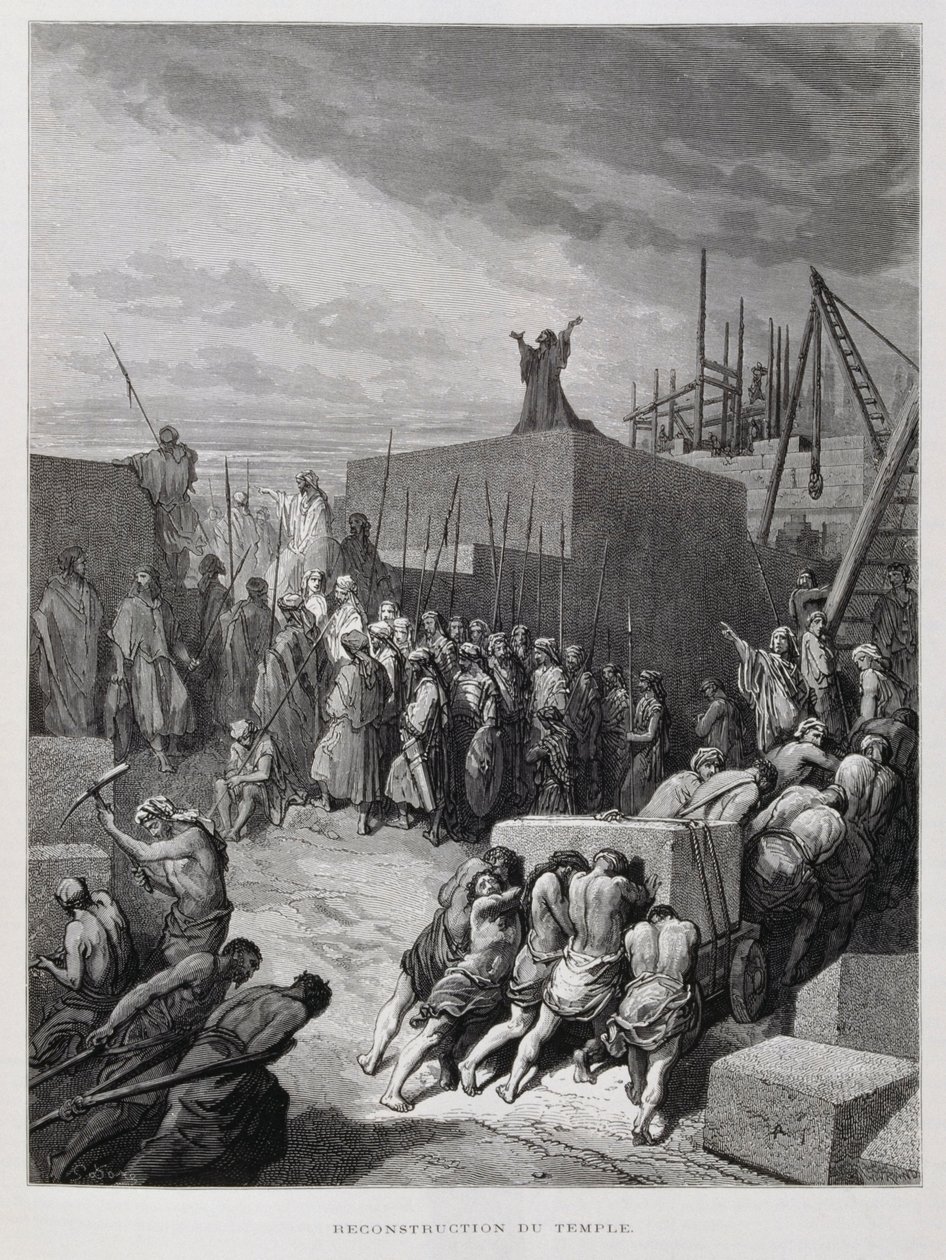 Reconstrucción del Templo de Jerusalén, ilustración de la Biblia de Dore de Gustave Dore
