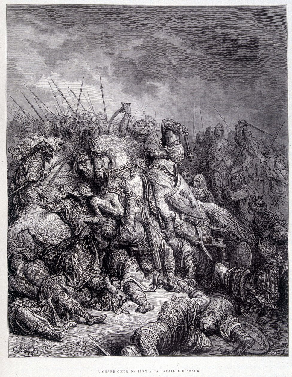 Ricardo Corazón de León en la Batalla de Arsur - grabado por Gustave Doré de Gustave Dore