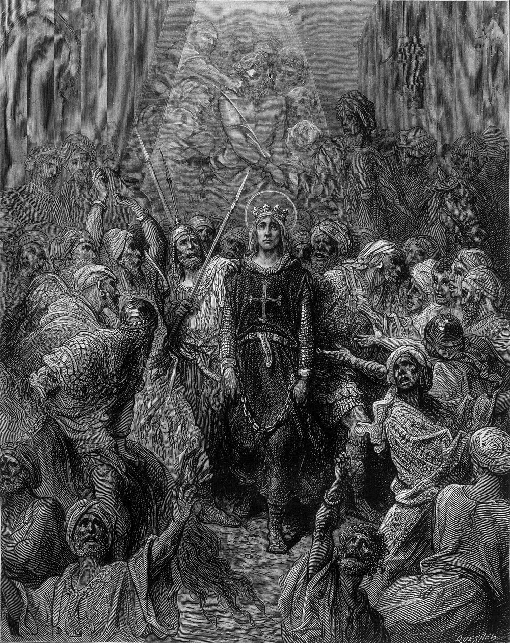 San Luis tomado prisionero en Mansoura, durante la 7ª cruzada en 1250 - grabado por Gustave Doré de Gustave Dore