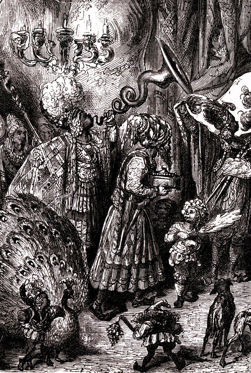 Sindbad el marino (Simbad) - cuento de las mil y una (1001) noches - ilustración de Gustave Dore (detalle) - Maxwell edición 1865 - Sexto viaje: A la corte del rey de Serendib de Gustave Dore