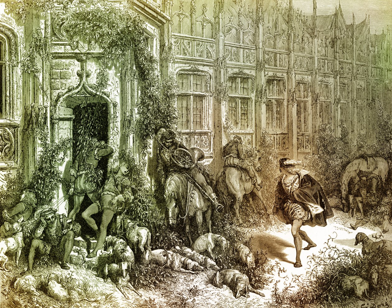 La Bella Durmiente grabado por Gustave Doré de Gustave Dore