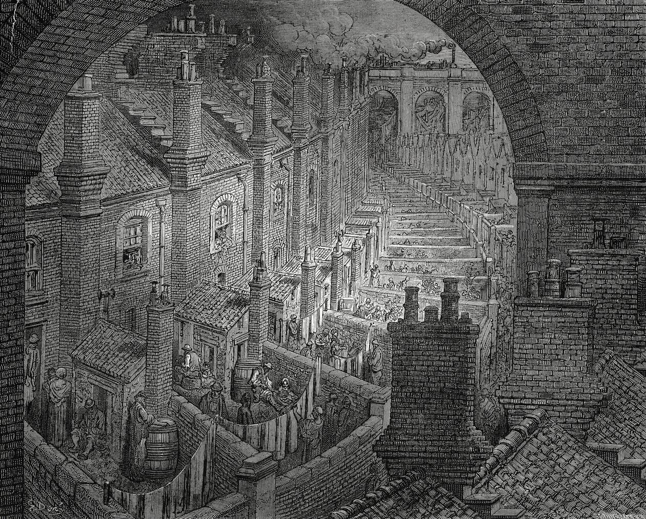 Barrios bajos de Londres, grabado por Gustave Doré de Gustave Dore