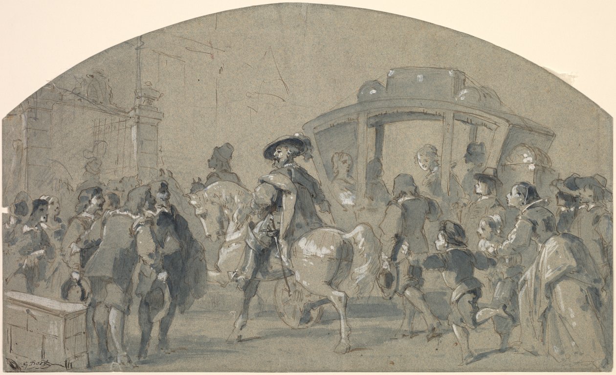 Escena de calle recto, bocetos verso, c. 1848-49 de Gustave Dore