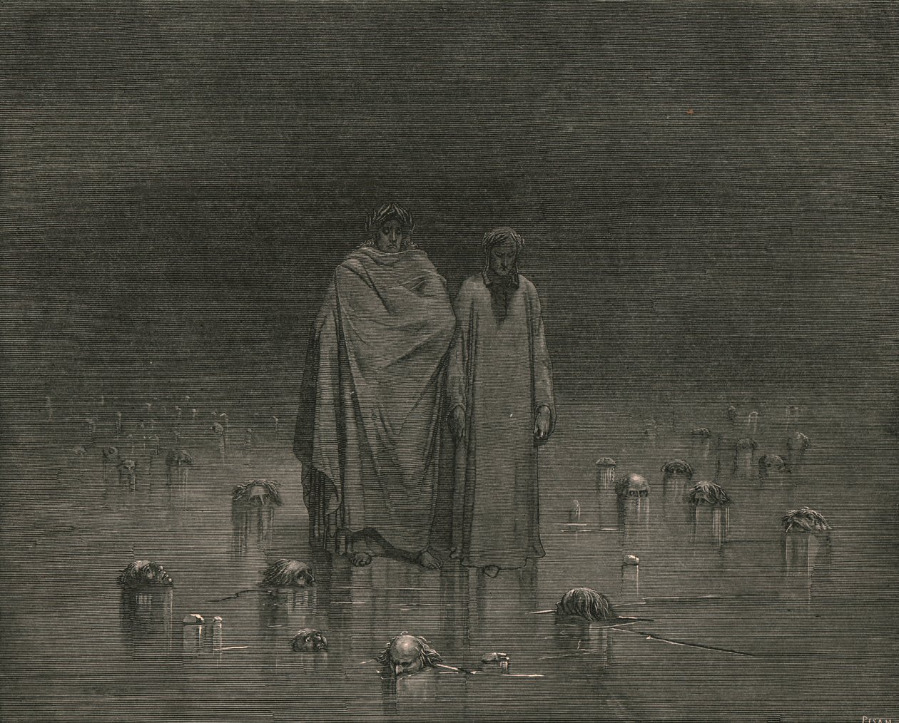 Ten cuidado, tus suelas no pisen las cabezas de tus pobres hermanos, c1890 de Gustave Dore