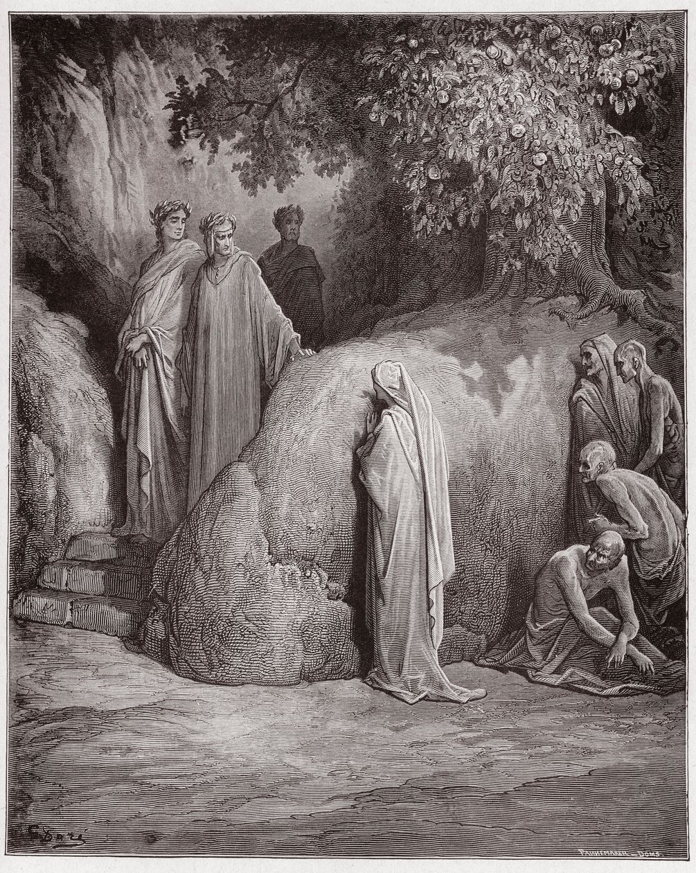 La Divina Comedia, Purgatorio, Canto 23: Dante reconoce la sombra de Forese entre los glotones - por Dante Alighieri (1265-1321) - Ilustración de Gustave Doré (1832-1883). de Gustave Dore