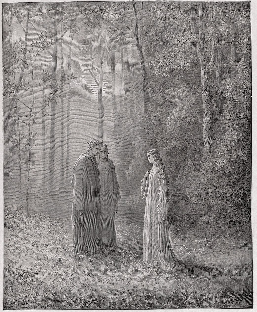 La Divina Comedia, Purgatorio, Canto 5: Dante habla con Pia de Tolomei - por Dante Alighieri (1265-1321) - Ilustración de Gustave Doré (1832-1883) de Gustave Dore