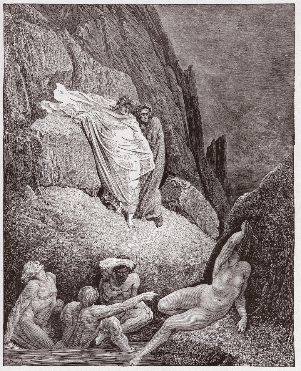 La Divina Comedia, Infierno, Canto 18: Virgilio muestra a Dante la sombra de Thais - por Dante Alighieri (1265-1321) - Ilustración de Gustave Doré (1832-1883) de Gustave Dore