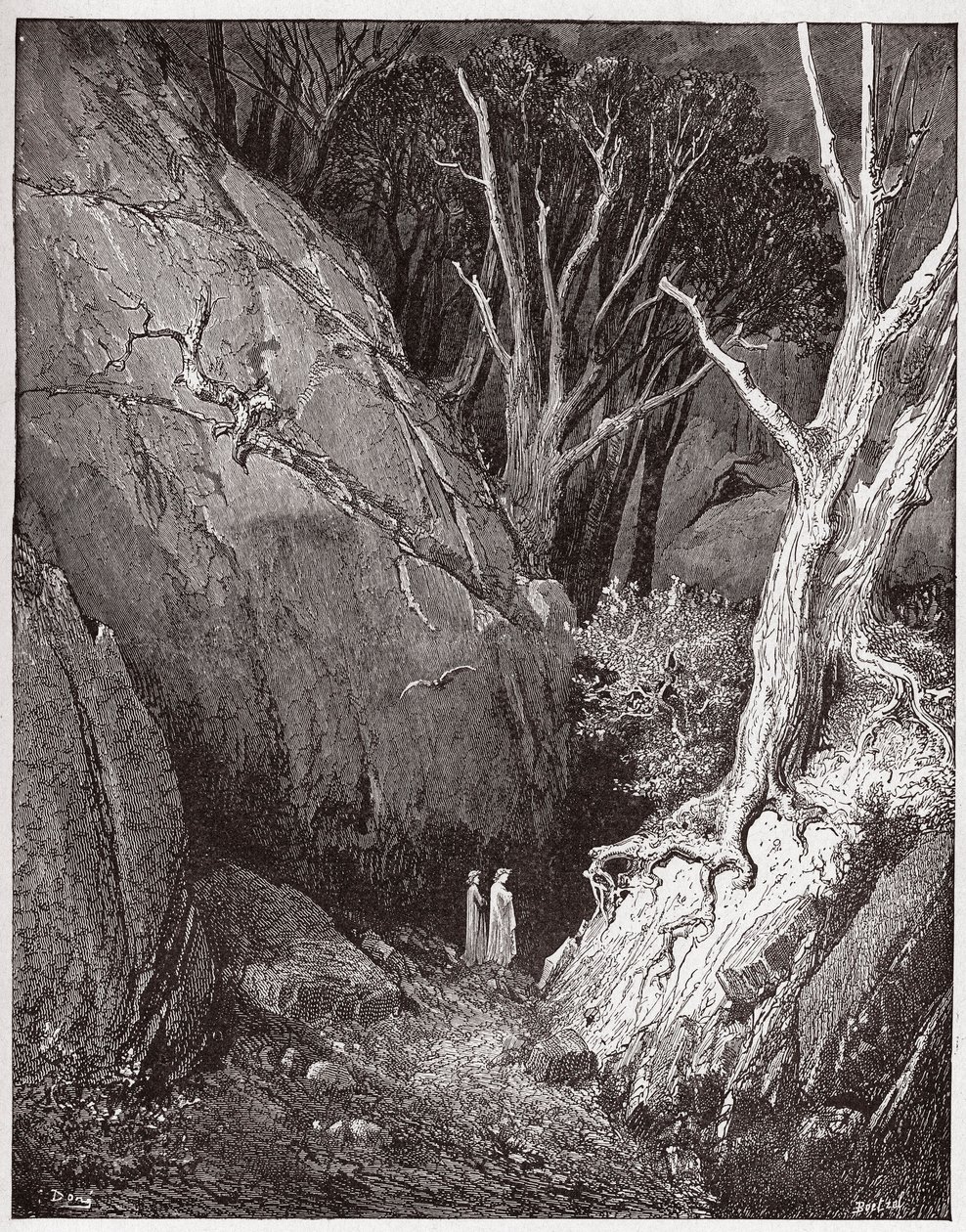 La Divina Comedia, Infierno, Canto 1: Virgilio y Dante comienzan su viaje - Ilustración de Gustave Doré de Gustave Dore