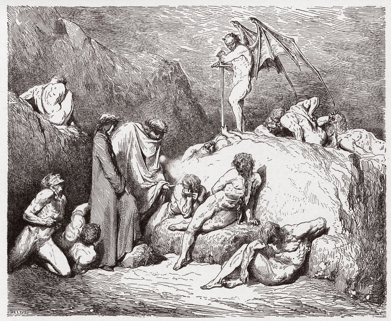 La Divina Comedia, Infierno, Canto 28: Sembradores de discordia mutilados en la novena bolgia - Ilustración de Gustave Doré de Gustave Dore