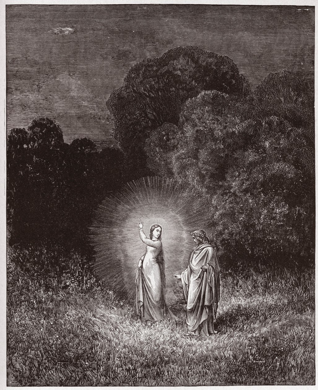 La Divina Comedia (La Divina Commedia, La Divine Comédie), Infierno, Canto 2: Beatriz y Virgilio - por Dante Alighieri (1265-1321) - Ilustración de Gustave Doré (1832-1883) de Gustave Dore