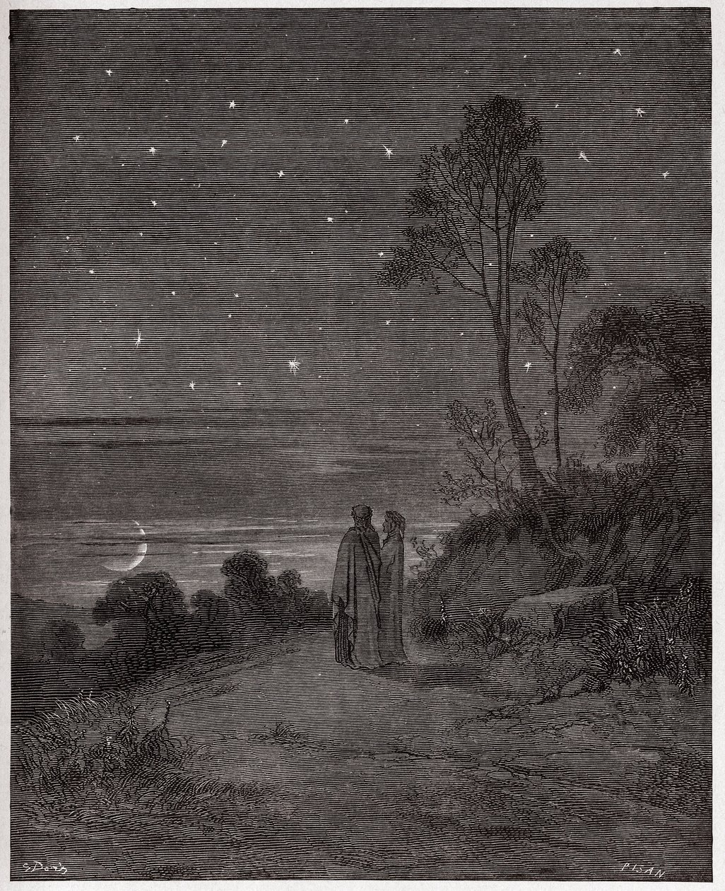 La Divina Comedia, Infierno, Canto 2: El cielo oscureciéndose en la primera noche - Ilustración de Gustave Doré de Gustave Dore