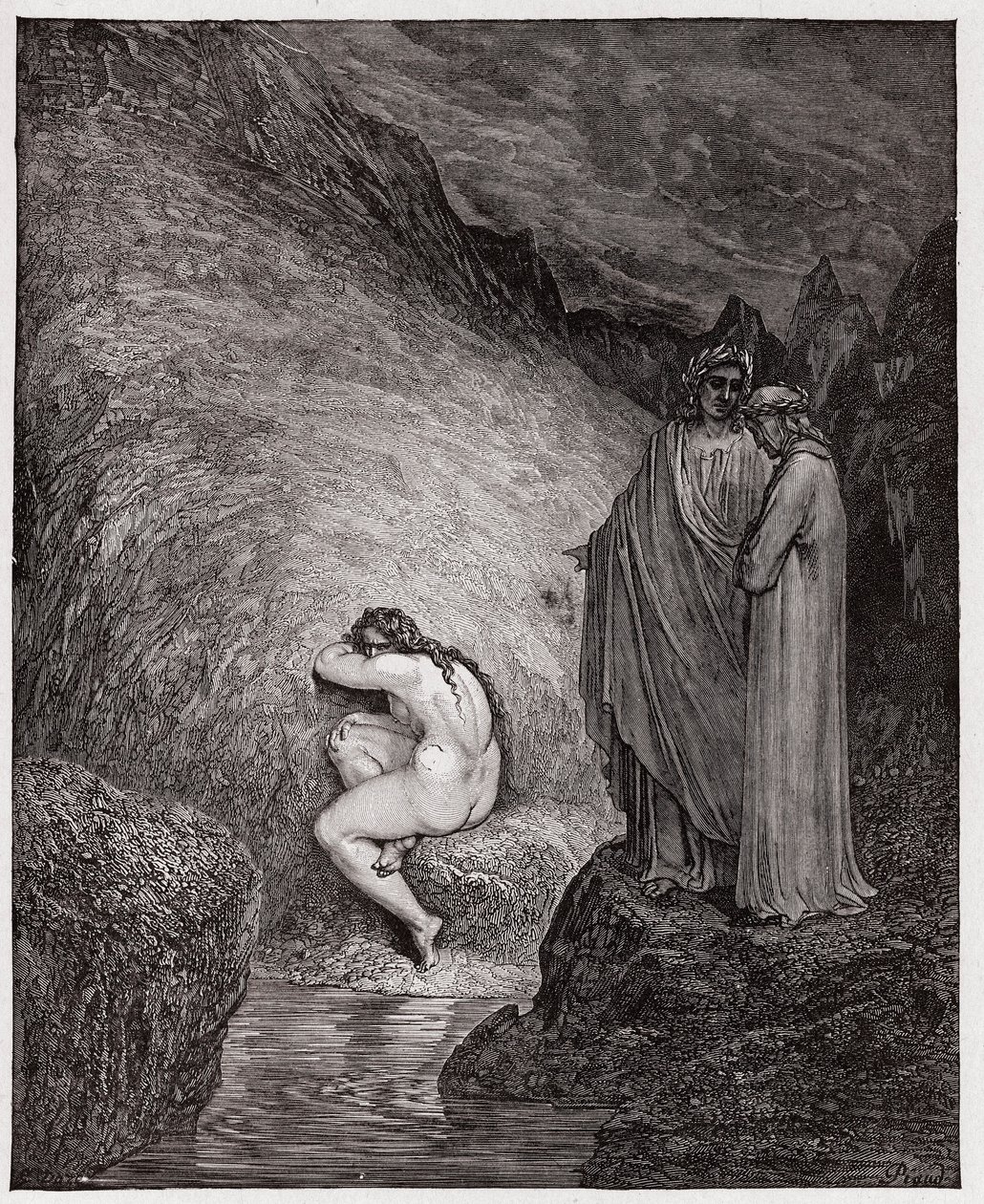 La Divina Comedia, Infierno, Canto 30: Myrrha, condenada por incesto - por Dante Alighieri (1265-1321) - Ilustración de Gustave Doré (1832-1883) de Gustave Dore