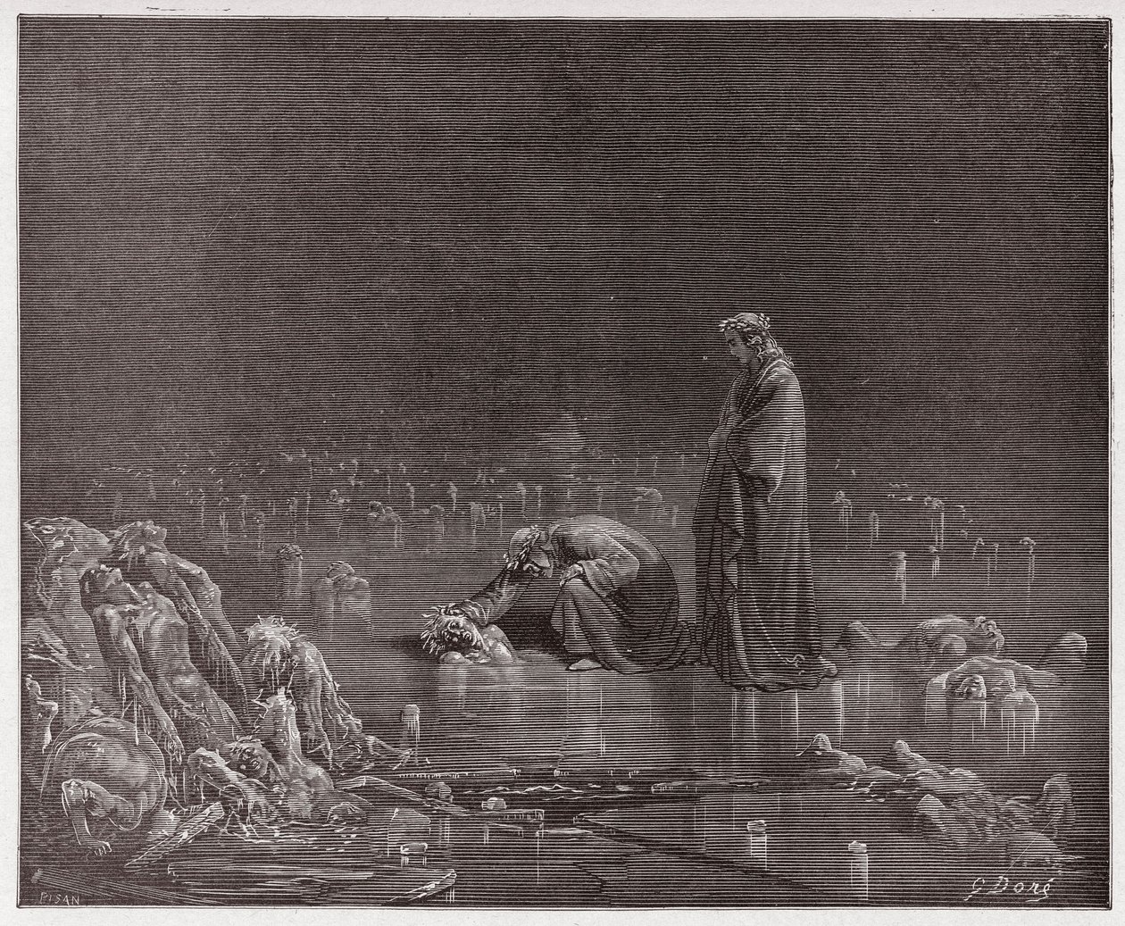 La Divina Comedia, Infierno, Canto 32: Dante se dirige al traidor Bocca degli Abati - Ilustración de Gustave Doré de Gustave Dore
