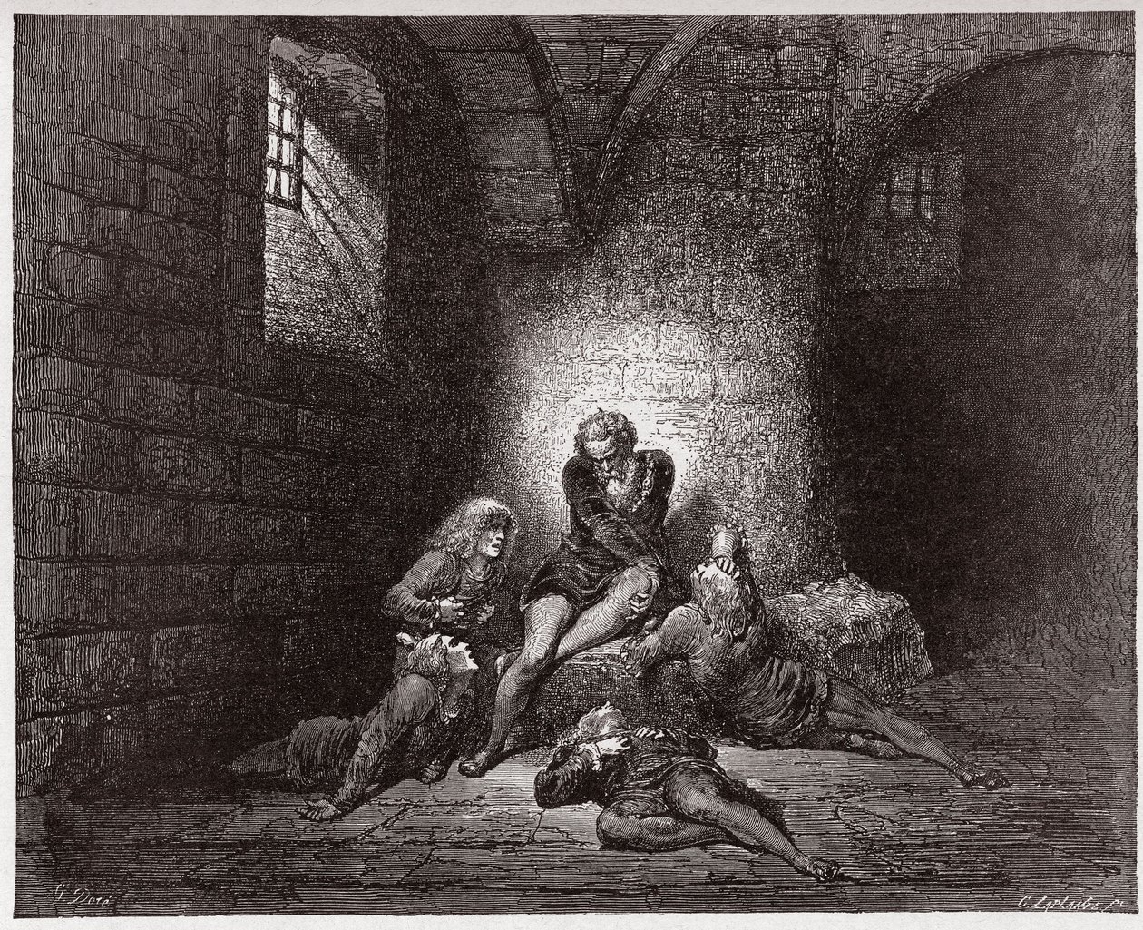 La Divina Comedia, Infierno, Canto 33: Ugolino y sus hijos encerrados y hambrientos - Ilustración de Gustave Doré de Gustave Dore