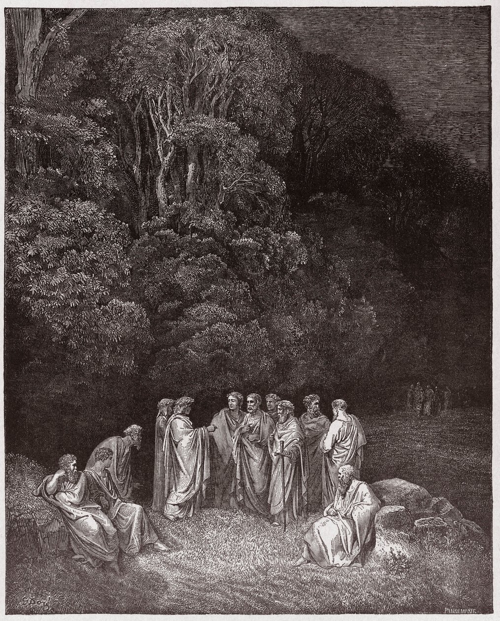 La Divina Comedia, Infierno, Canto 4: Homero, los poetas y héroes en el Limbo - por Dante Alighieri (1265-1321) - Ilustración de Gustave Doré (1832-1883) de Gustave Dore