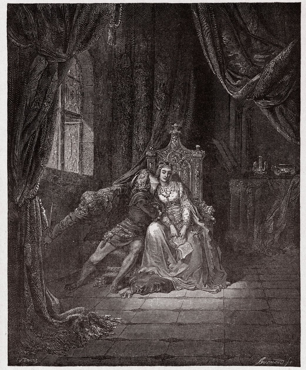 La Divina Comedia, Infierno, Canto 5: Paolo y Francesca - Ilustración de Gustave Doré de Gustave Dore