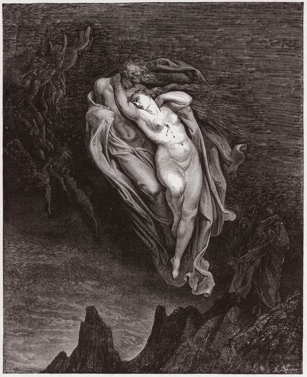 La Divina Comedia, Infierno, Canto 5: Las almas de Paolo y Francesca - Ilustración de Gustave Doré de Gustave Dore