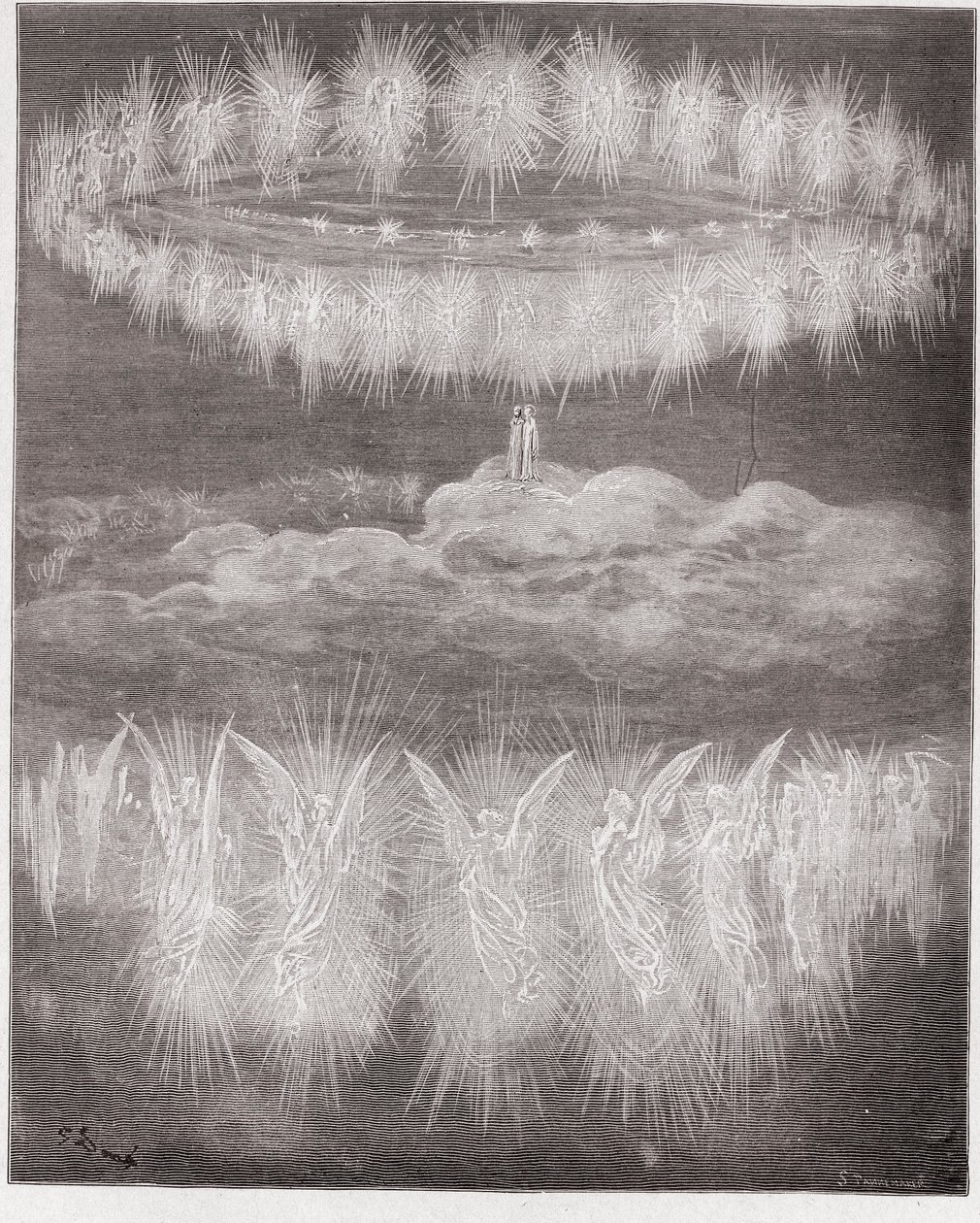 La Divina Comedia, Paraíso, Canto 12: Los anillos de las almas glorificadas en el sol - por Dante Alighieri (1265-1321) - Ilustración de Gustave Doré (1832-1883) de Gustave Dore