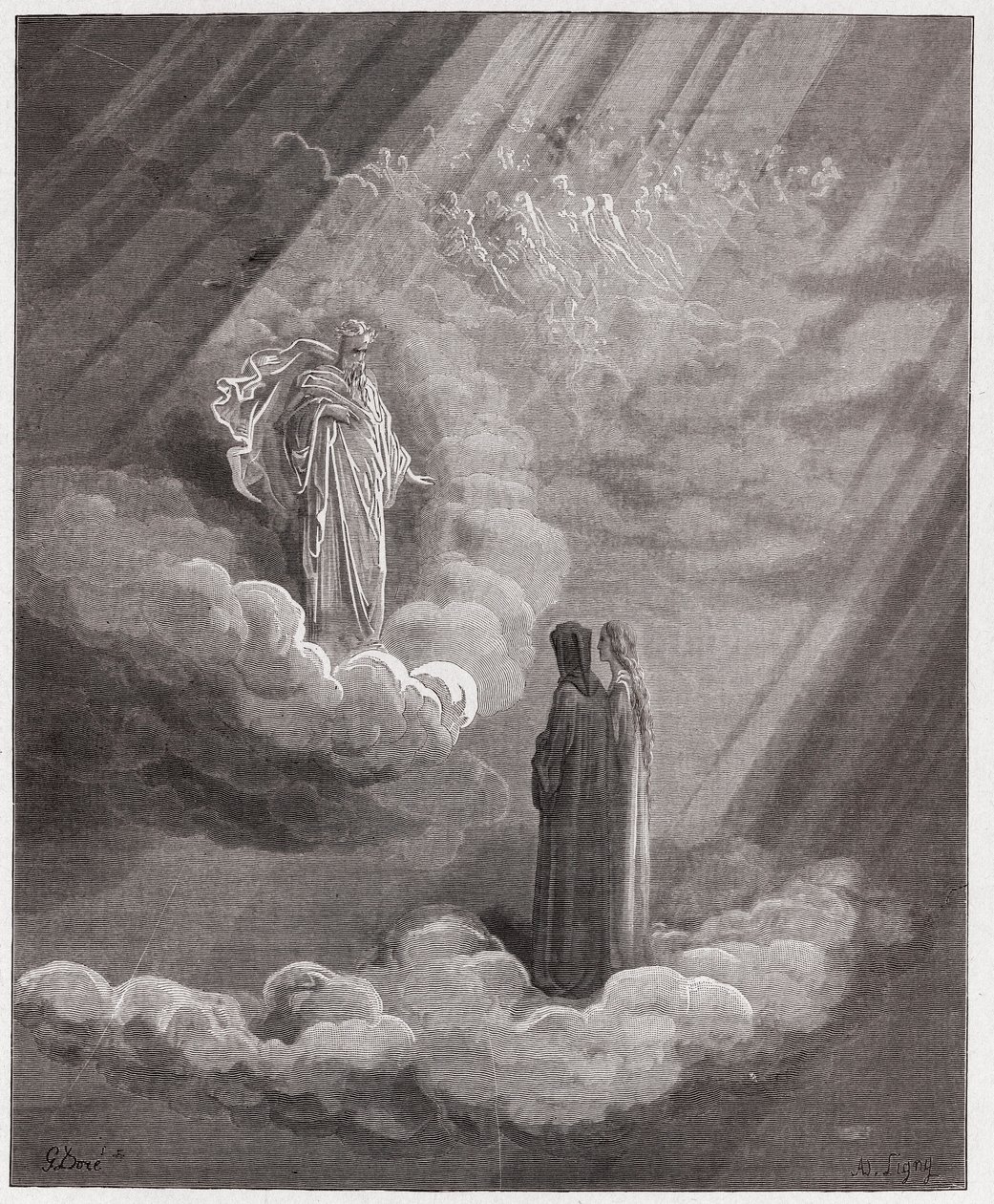 La Divina Comedia, Paraíso, Canto 16: El alma de Cacciaguida habla de Florencia - por Dante Alighieri (1265-1321) - Ilustración de Gustave Doré (1832-1883). de Gustave Dore