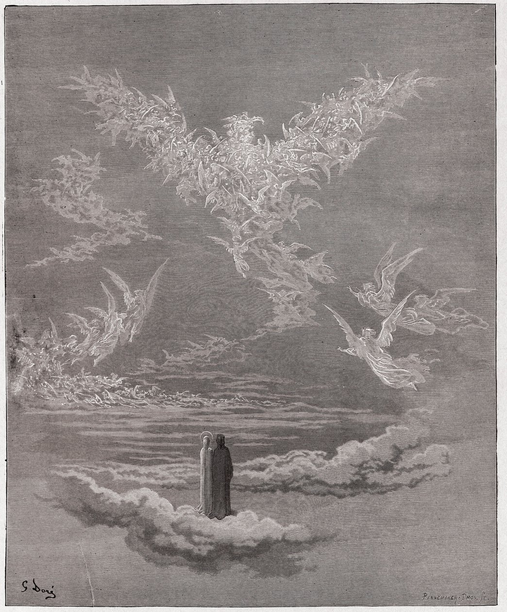La Divina Comedia, Paraíso, Canto 19: Las almas benditas forman un águila en el cielo - por Dante Alighieri (1265-1321) - Ilustración de Gustave Doré (1832-1883) de Gustave Dore
