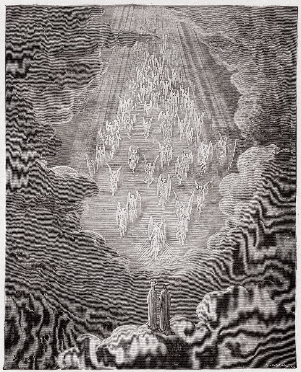 La Divina Comedia, Paraíso, Canto 21: Beatriz y Dante en la esfera de Saturno - por Dante Alighieri (1265-1321) - Ilustración de Gustave Doré (1832-1883) de Gustave Dore