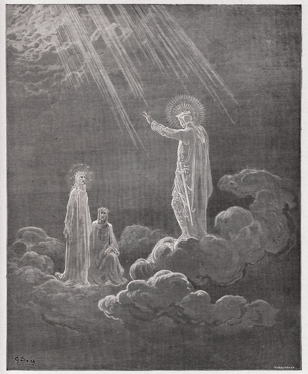 La Divina Comedia, Paraíso, Canto 8: Carlos Martel se dirige a Dante y Beatriz - por Dante Alighieri (1265-1321) - Ilustración de Gustave Doré (1832-1883) de Gustave Dore