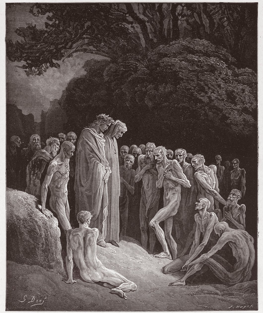 La Divina Comedia, Purgatorio, Canto 23: Las almas de los glotones - por Dante Alighieri (1265-1321) - Ilustración de Gustave Doré (1832-1883) de Gustave Dore