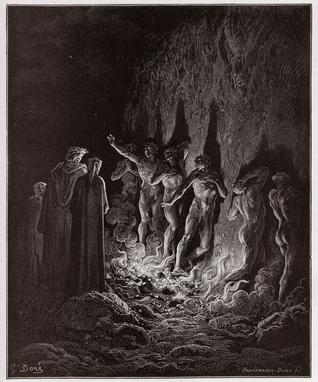 La Divina Comedia, Purgatorio, Canto 25: Los lujuriosos pasan por el fuego en el séptimo círculo - Ilustración de Gustave Doré de Gustave Dore