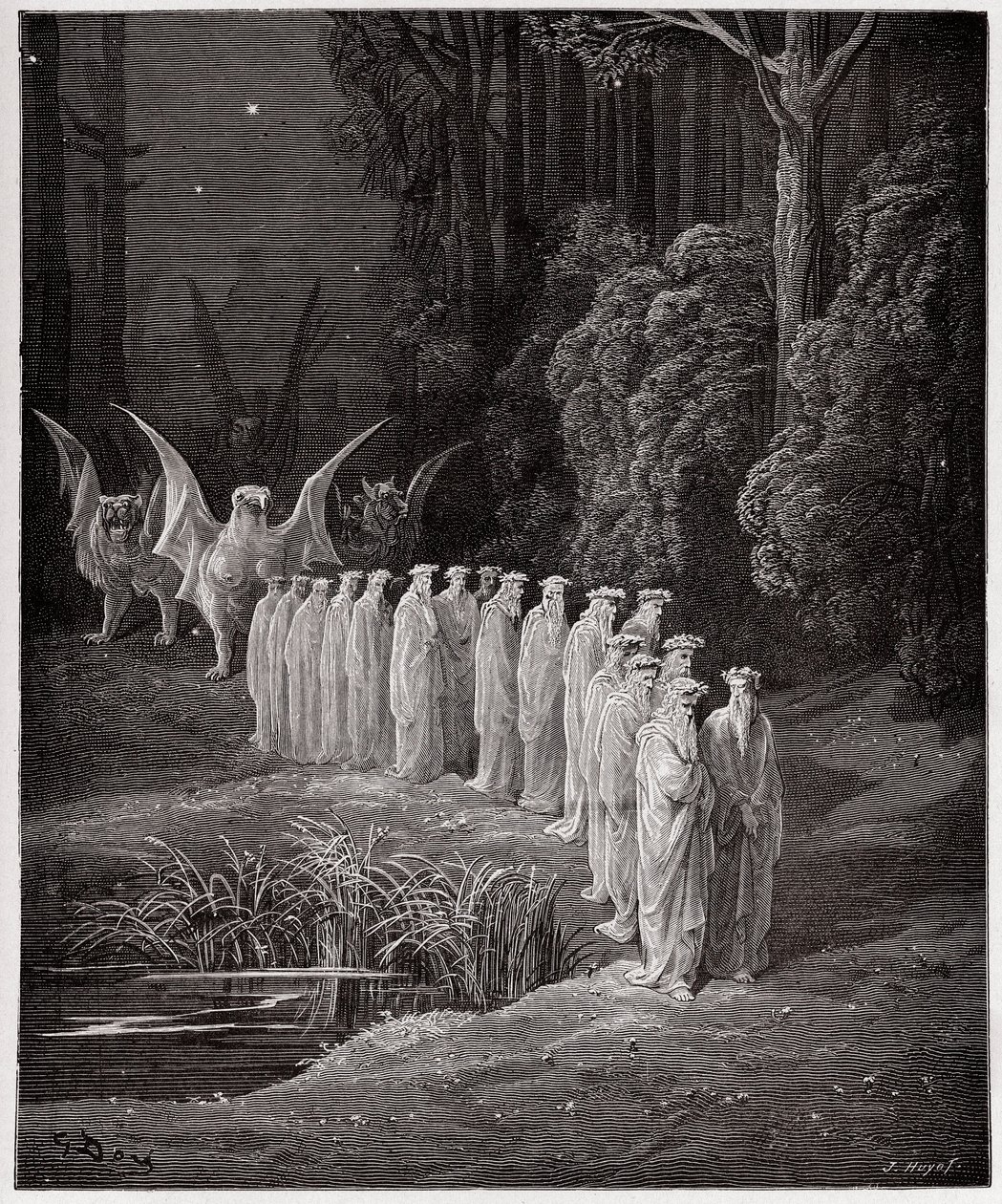 La Divina Comedia, Purgatorio, Canto 29: Los 24 ancianos en la procesión apocalíptica - por Dante Alighieri (1265-1321) - Ilustración de Gustave Doré (1832-1883) de Gustave Dore