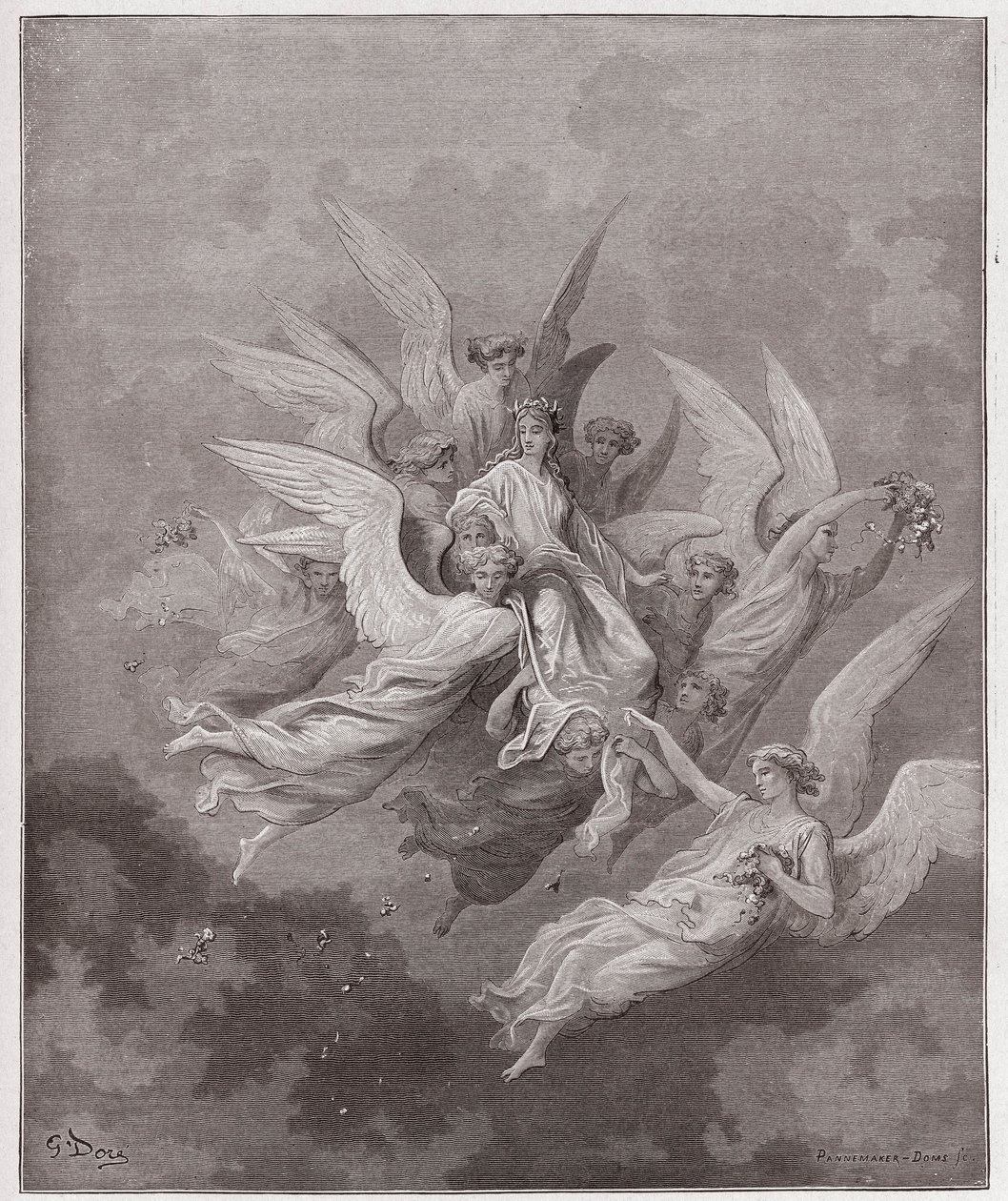 La Divina Comedia, Purgatorio, Canto 30: Beatriz entre los ángeles - Ilustración de Gustave Doré de Gustave Dore