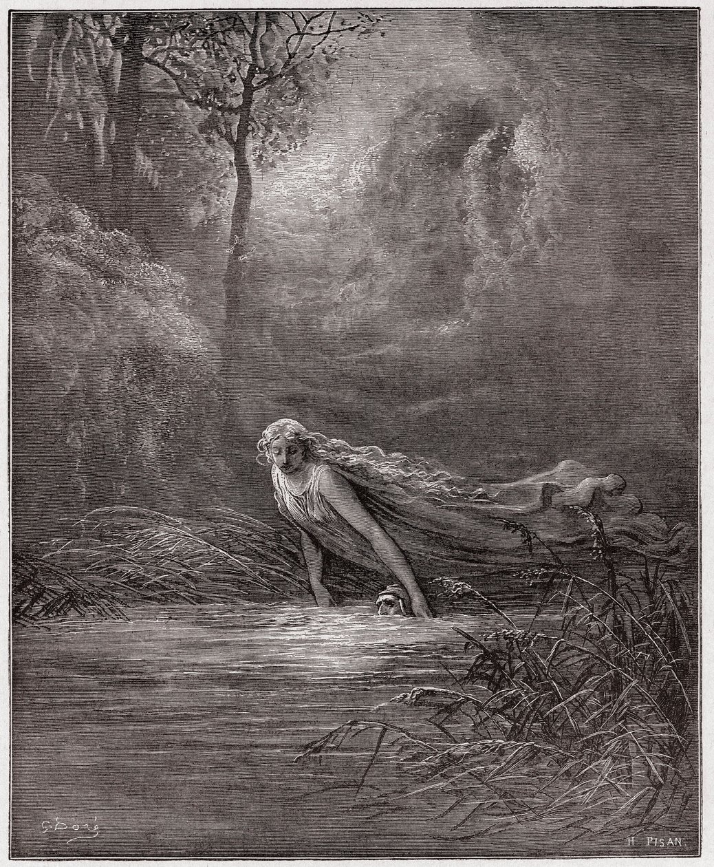 La Divina Comedia, Purgatorio, Canto 31: Dante sumergido en el Río Leteo - Ilustración de Gustave Doré de Gustave Dore
