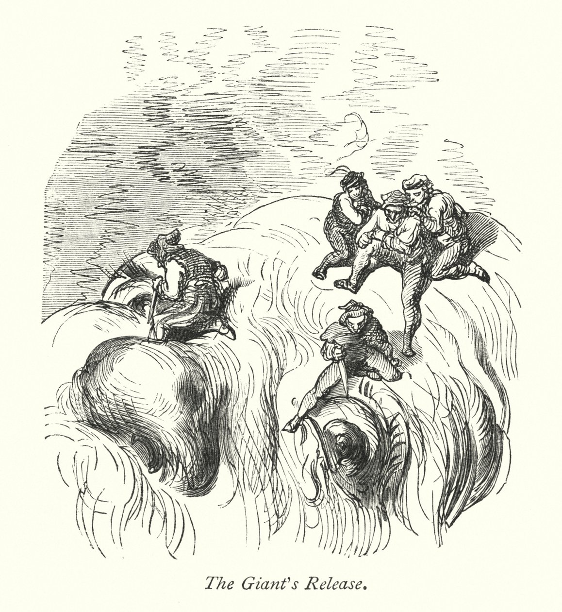 La liberación del gigante (grabado) de Gustave Dore