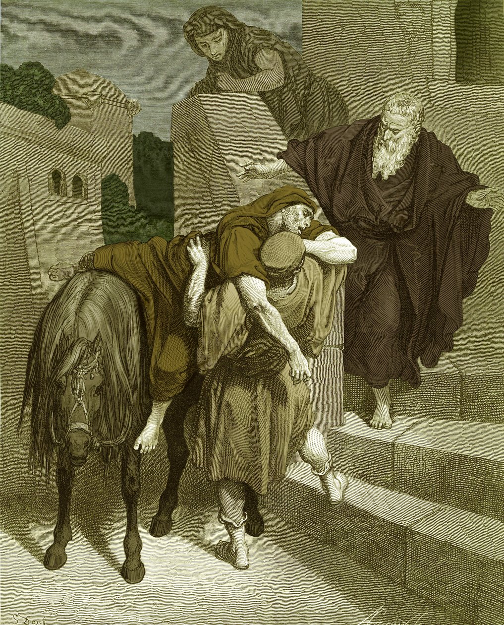 El Buen Samaritano en la posada de Gustave Dore