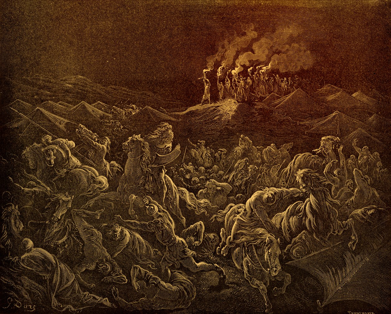 Los madianitas puestos en fuga por Doré - Biblia de Gustave Dore