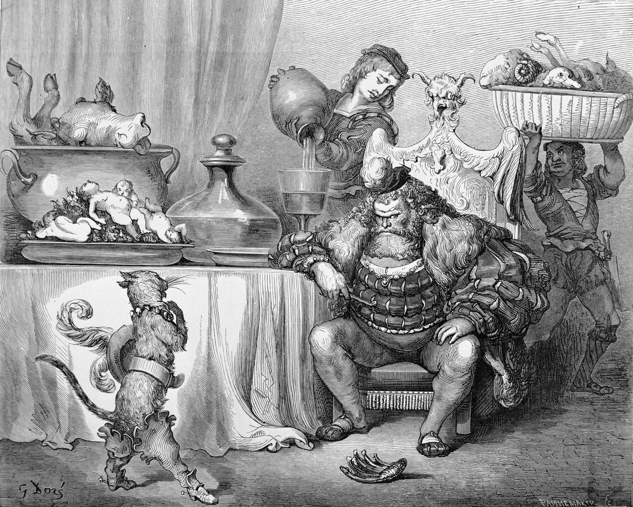 El ogro recibe al gato, ilustración de 