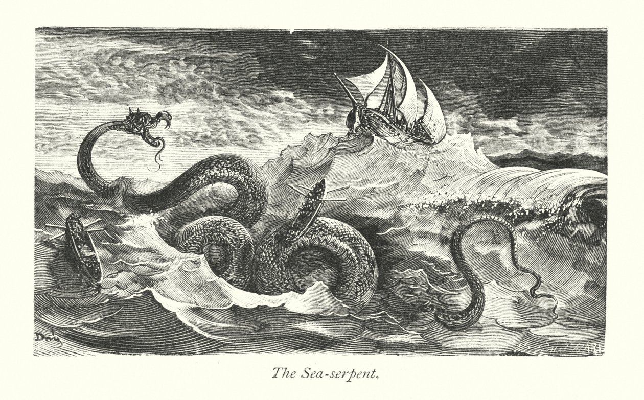 La serpiente marina (grabado) de Gustave Dore