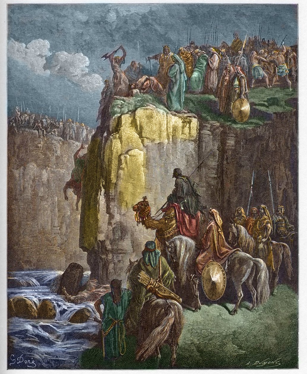 La matanza de los profetas de Baal - El profeta Elías hace perecer a los sacerdotes de Baal - grabado en “The Bible illustree” por Gustave Dore (1832-1883) - Grabado de “The Dore Bible” de Gustave Dore