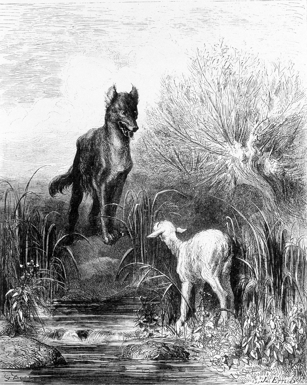 El Lobo y el Cordero "Fábulas" de La Fontaine por Doré de Gustave Dore