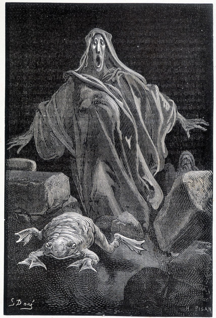 El grito de alarma - ilustración del miedo por Gustave Doré, grabado de Gustave Dore