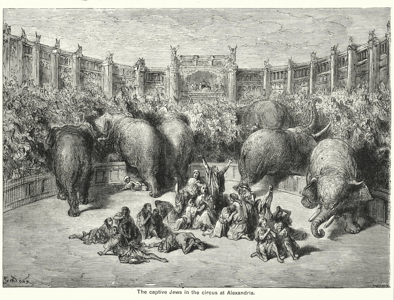 Los judíos cautivos en el circo de Alejandría (grabado) de Gustave Dore