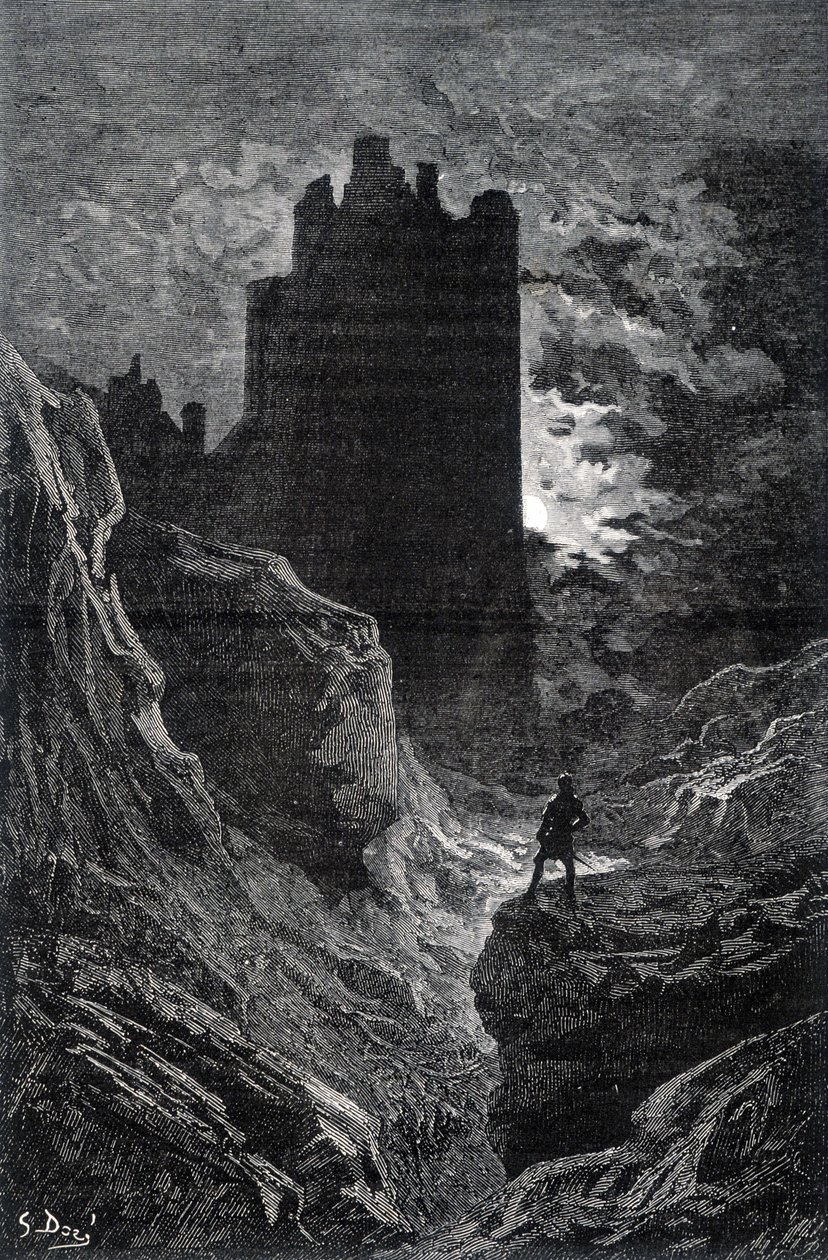 El castillo del miedo - ilustración del miedo por Gustave Doré, grabado de Gustave Dore
