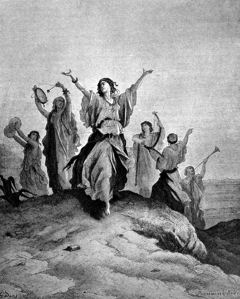 La hija de Jefté, el juez de Israel, fue a encontrarse con su padre. Ilustración de Gustave Doré. Grabado del siglo XIX. de Gustave Dore
