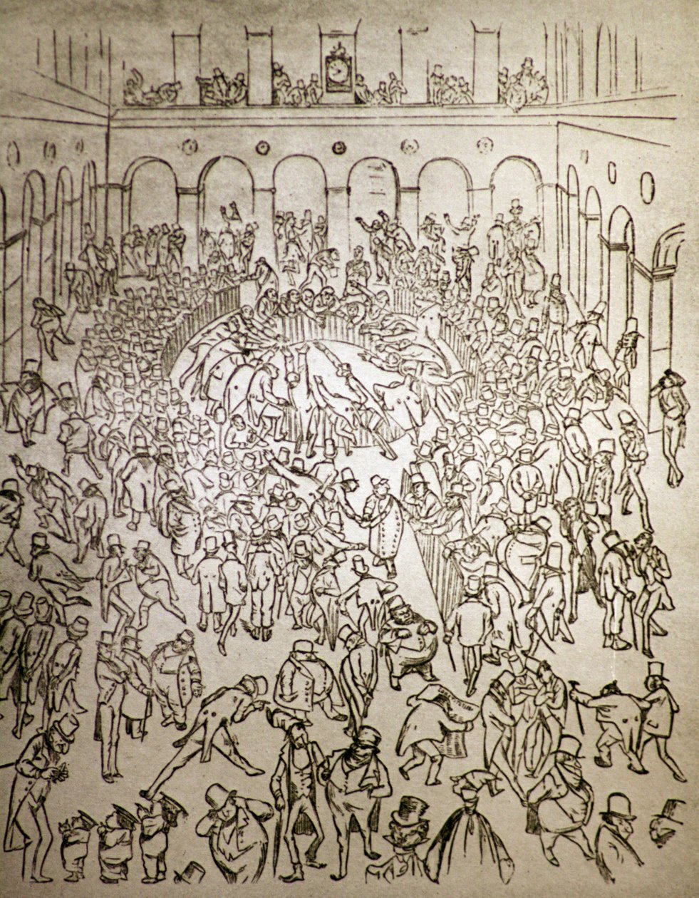 El frenético mundo capitalista en la Bolsa de París, por Gustave Dore de Gustave Dore