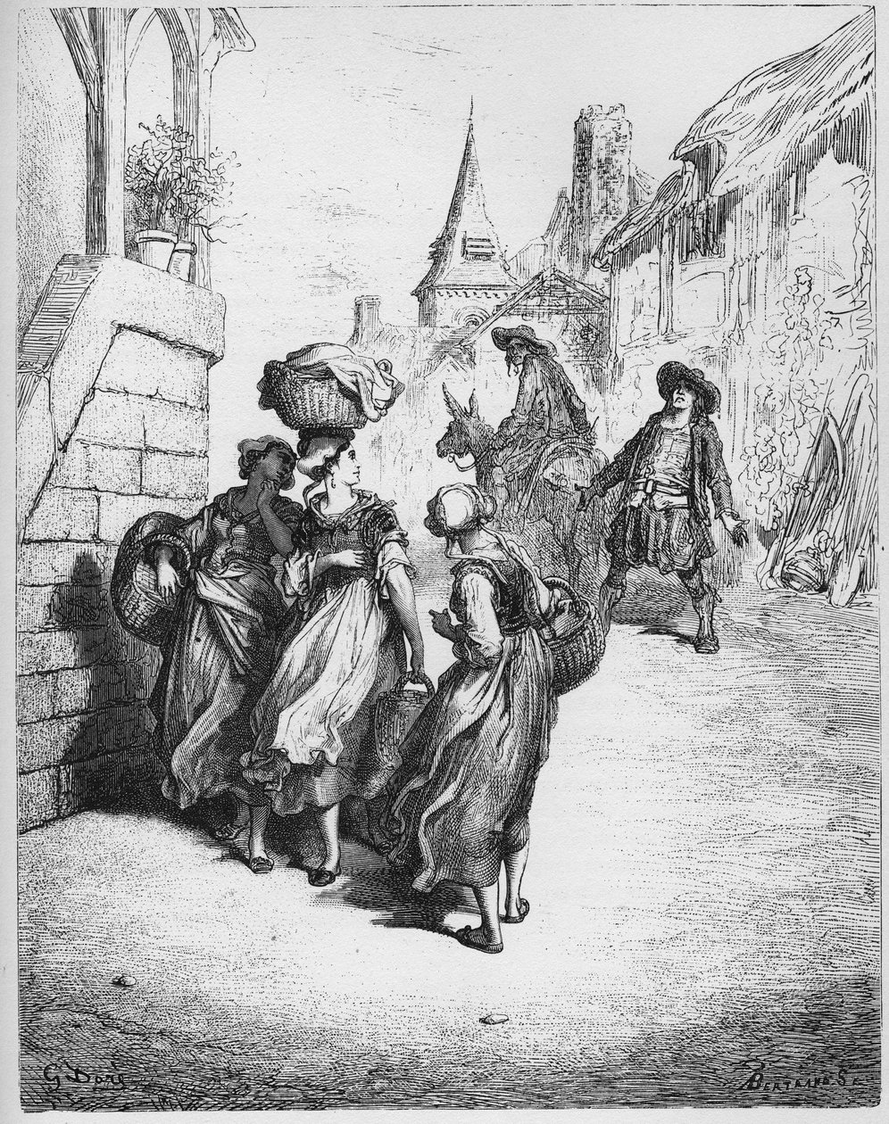El molinero, su hijo y el burro - de "Fábulas" de Jean de La Fontaine de Gustave Dore