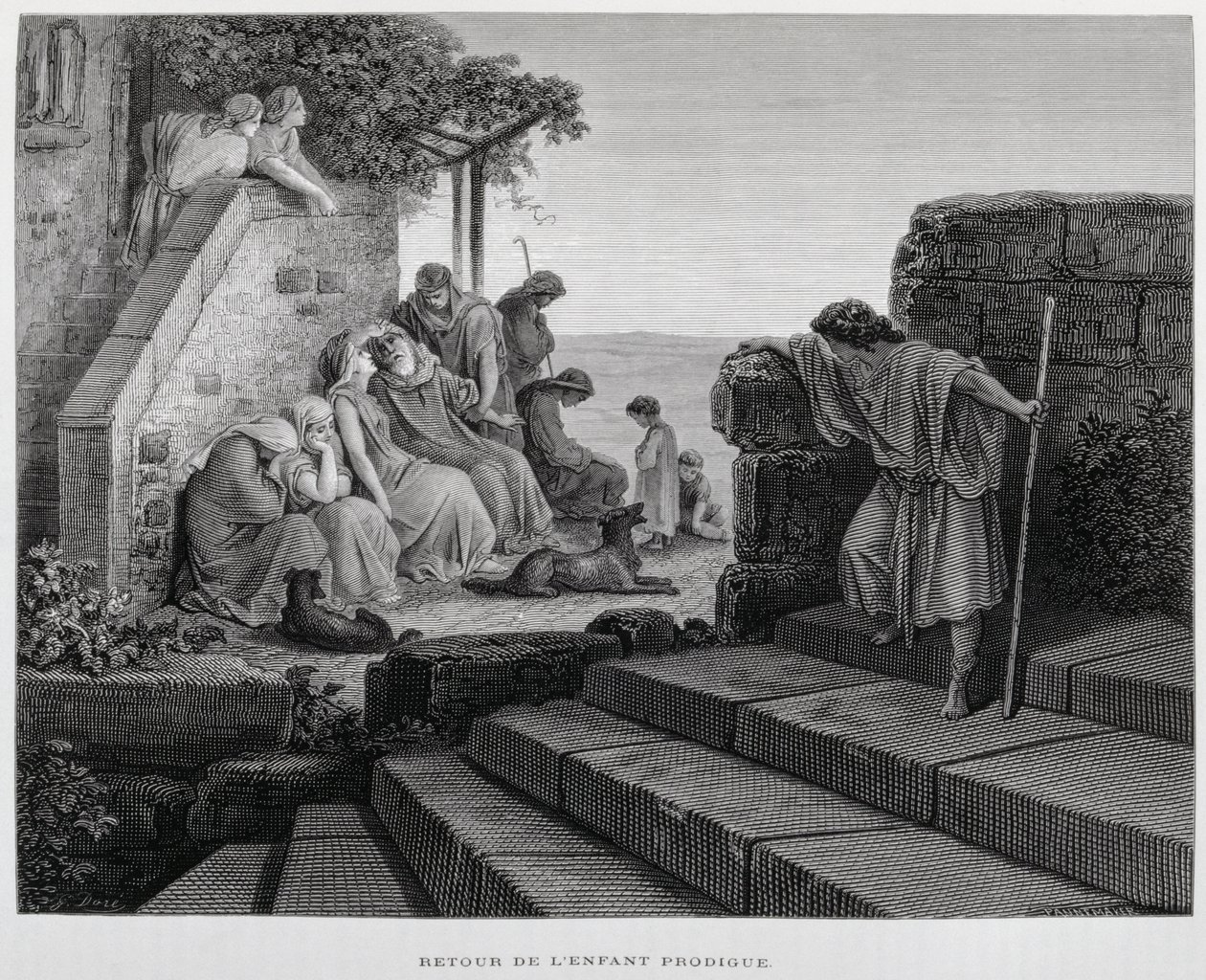 El regreso del hijo pródigo, Ilustración de la Biblia de Dore de Gustave Dore
