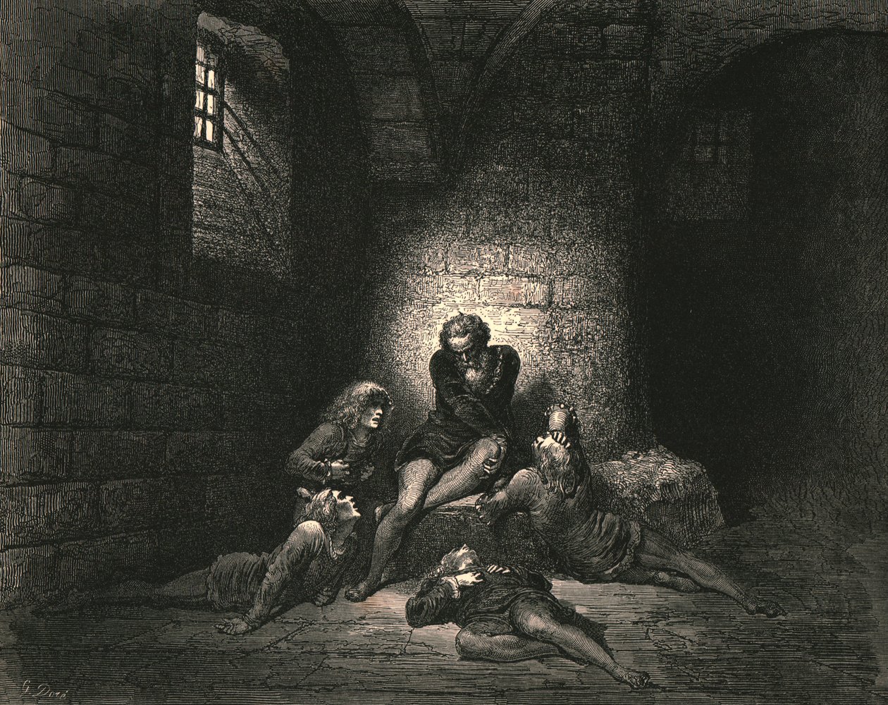 Entonces, para no entristecerlos más, mantuve mi espíritu en silencio, c1890 de Gustave Dore